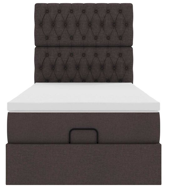 VidaXL sötétbarna szövet ottomán ágy matraccal & LED-ek 90x200 cm