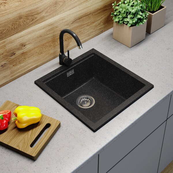 Gamma Decor 4850, 1 rekeszes gránit mosogató 480x500x215 mm, fekete pettyes, GMA-ZLE000176