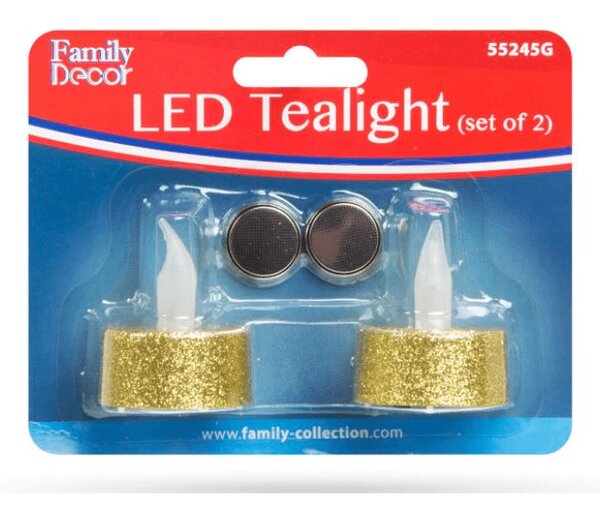 LED-es teamécses, 2 db, Arany (55245G)