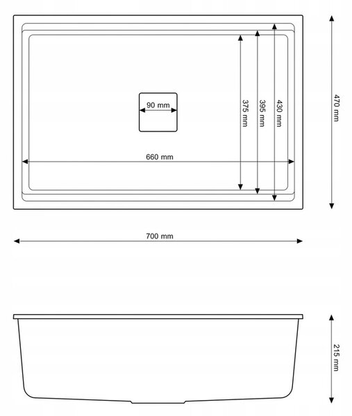 Gamma Decor 7050, 1 rekeszes gránit mosogató 700x470x220 mm, fekete pettyes, GMA-ZLE000105