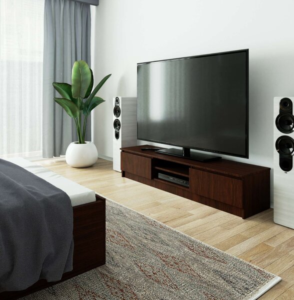 Akord K160 CLP Venge Álló TV Komód, 160x33x40 cm, 2 Ajtós, Bútorlap, ABS Szegély, Wenge Matte Finish