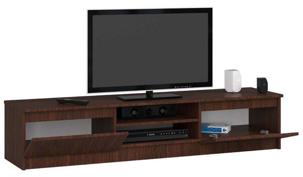 Akord K160 CLP Venge Álló TV Komód, 160x33x40 cm, 2 Ajtós, Bútorlap, ABS Szegély, Wenge Matte Finish