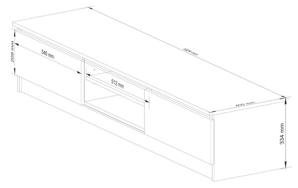 Akord K160 CLP Venge Álló TV Komód, 160x33x40 cm, 2 Ajtós, Bútorlap, ABS Szegély, Wenge Matte Finish