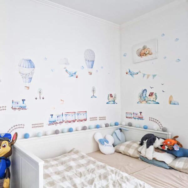 INSPIO - átragasztható textil matrica - Falmatricák a vonatokról - kisfiú falmatrica