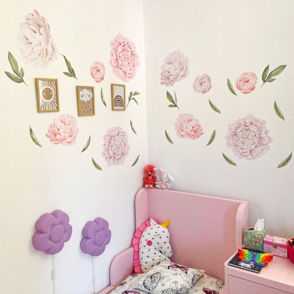 INSPIO - átragasztható textil matrica - Vintage falmatrica - Bazsarózsa