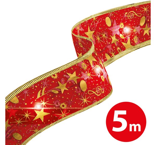 Karácsonyi LED-es szalag - piros - 5 m x 5 cm - 50 LED - USB (58933J)
