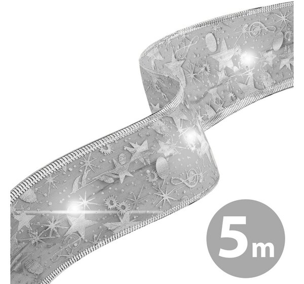 Family Karácsonyi LED-es szalag - ezüst - 5 m x 5 cm - 50 LED - USB (58933L)