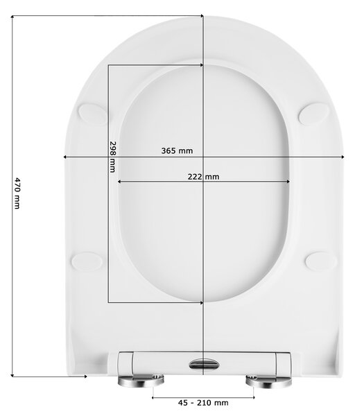 Gamma D8, WC-ülőke 470x365 mm, polipropilén, SoftClose, EasyClean, fényes fehér, GMA-D8