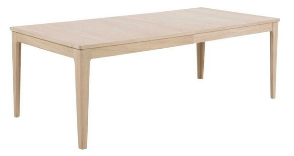 Asztal Oakland 282, Fehérített tölgy, 75x100x220cm, Laminált forgácslap, Természetes fa furnér, Váz anyaga