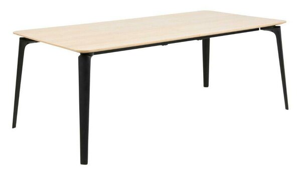 Asztal Oakland 375, Fekete, Világosbarna, 74.8x100x200cm, Közepes sűrűségű farostlemez, Fém