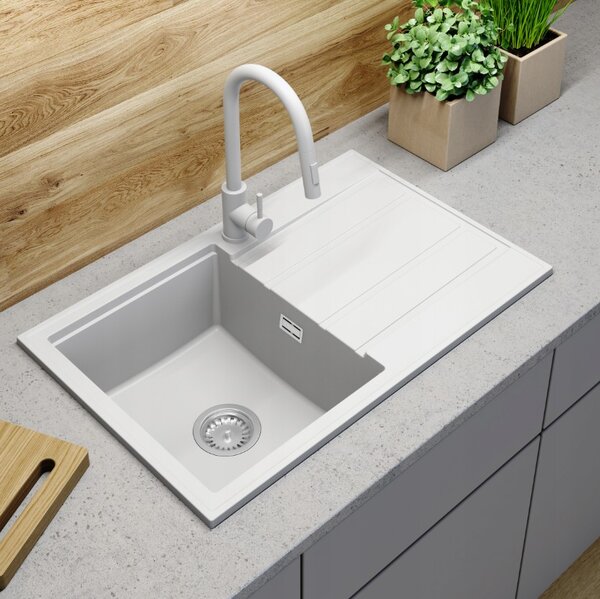 Gamma Modern 8050, 1 rekeszes gránit mosogató 790x500x210 mm, fehér, GMA-ZM-8050-WH