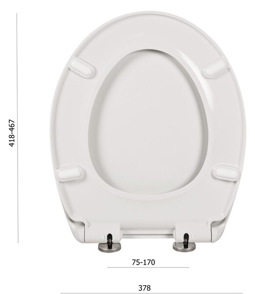 Gamma Sines, WC-ülőke 418(467)x378mm, polipropilén, lassan záródó, fehér, GMA-D1