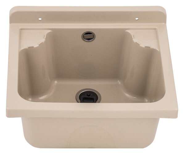 Gamma Manta mini, univerzális műanyag mosogató 42,4x34,3x24,2 cm + szifon, 1 kamrás, bézs, GMA-KGM42-B