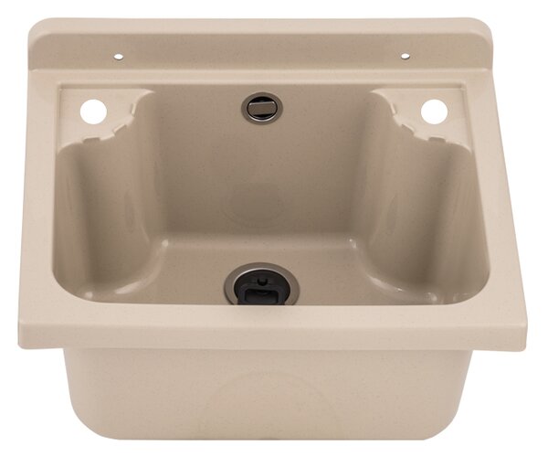 Gamma Manta mini, univerzális műanyag mosogató 42,4x34,3x24,2 cm + szifon, 1 kamrás, bézs, GMA-KGM42-B