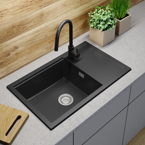 Gamma Advance 8050, 1 rekeszes gránit mosogató 800x500x210 mm, fekete, GMA-ZLE000146