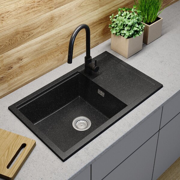 Gamma Advance 8050, 1 rekeszes gránit mosogató 800x500x210 mm, fekete pettyes, GMA-ZLE000147
