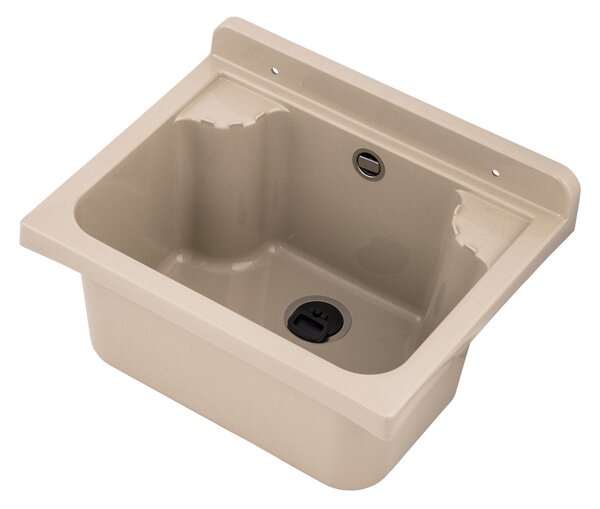 Gamma Manta mini, univerzális műanyag mosogató 42,4x34,3x24,2 cm + szifon, 1 kamrás, bézs, GMA-KGM42-B