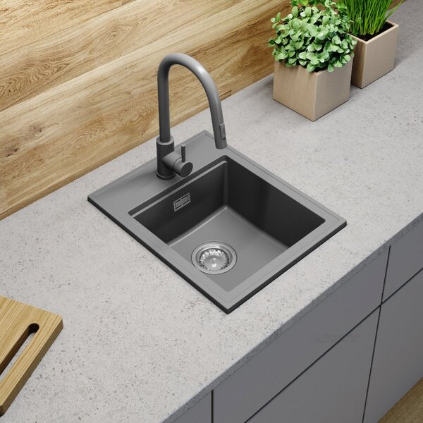 Gamma Modern 4050, 1 rekeszes gránit mosogató 400x500x180 mm, szürke, GMA-ZM-4050-G