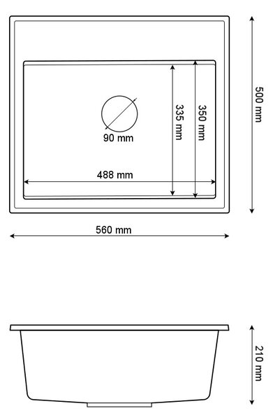 Gamma Modern 5055, 1 rekeszes gránit mosogató 560x500x210 mm, fehér, GMA-ZM-55-WH
