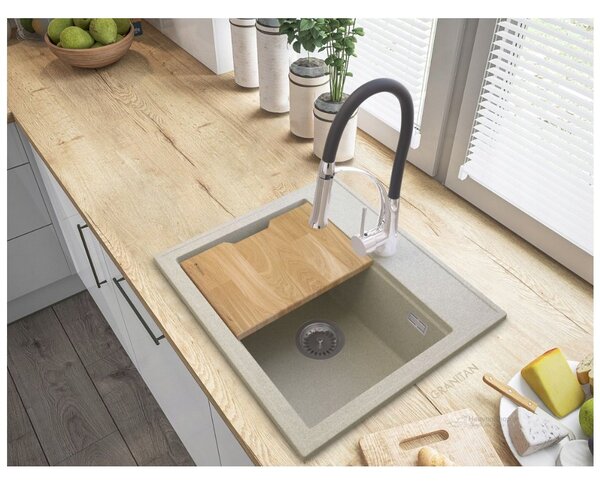 Gamma Modern 5055, 1 rekeszes gránit mosogató 560x500x210 mm, bézs, GMA-ZM-55-B