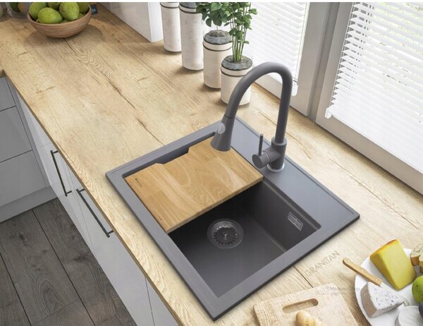 Gamma Modern 5055, 1 rekeszes gránit mosogató 560x500x210 mm, szürke, GMA-ZM-55-G