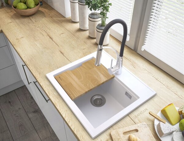 Gamma Modern 5055, 1 rekeszes gránit mosogató 560x500x210 mm, fehér, GMA-ZM-55-WH