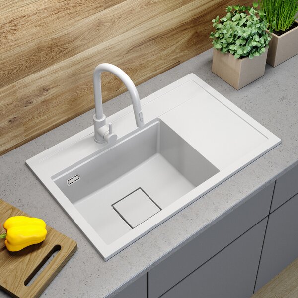 Gamma Quadro 8151, 1 rekeszes gránit mosogató 800x500x220 mm, fehér, GMA-ZLE000183
