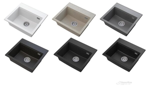 Gamma Modern 5055, 1 rekeszes gránit mosogató 560x500x210 mm, fekete pettyes, GMA-ZM-55-BP