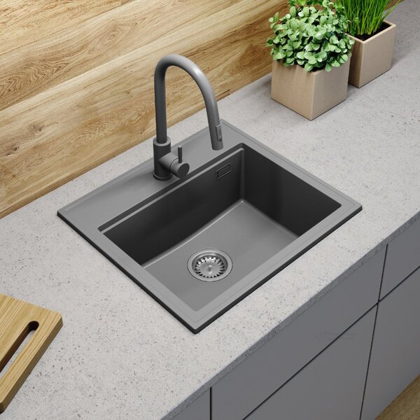 Gamma Modern 5055, 1 rekeszes gránit mosogató 560x500x210 mm, szürke, GMA-ZM-55-G