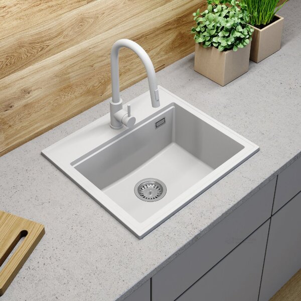 Gamma Modern 5055, 1 rekeszes gránit mosogató 560x500x210 mm, fehér, GMA-ZM-55-WH