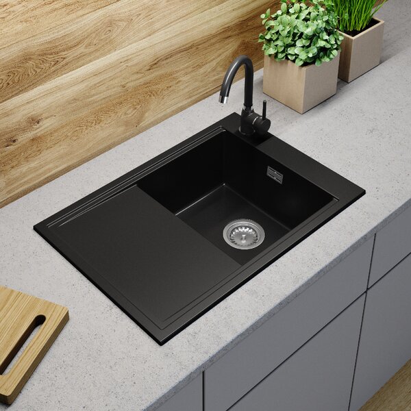 Gamma Design 7050, 1 rekeszes gránit mosogató 700x480x205 mm, fekete, GMA-ZLE000129