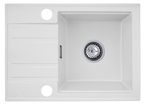 Gamma Modern 6040, 1 tálos gránit mosogató 580x420x185 mm rövid lefolyóval, fehér, GMA-ZM-6040-WH