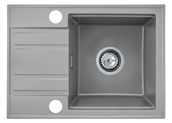Gamma Modern 6040, 1 tálos gránit mosogató 580x420x185 mm, rövid lefolyóval, szürke, GMA-ZM-6040-G