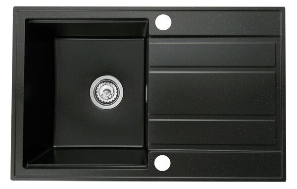 Gamma Modern 6040, 1 tálos gránit mosogató 580x420x185 mm rövid lefolyóval, fekete arany pöttyökkel, GMA-ZM-6040-GD