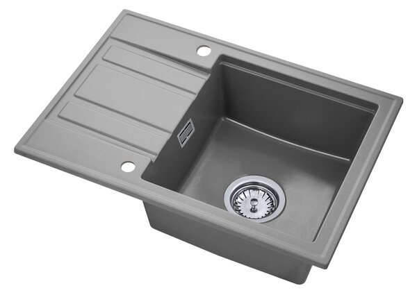 Gamma Modern 6040, 1 tálos gránit mosogató 580x420x185 mm, rövid lefolyóval, szürke, GMA-ZM-6040-G