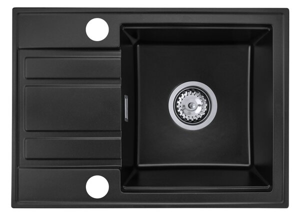 Gamma Modern 6040, 1 tálos gránit mosogató 580x420x185 mm, rövid lefolyóval, fekete, GMA-ZM-6040-BK
