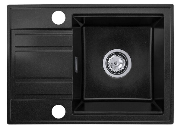 Gamma Modern 6040, 1 tálos gránit mosogató 580x420x185 mm, rövid lefolyóval, fekete pettyes, GMA-ZM-6040-BP