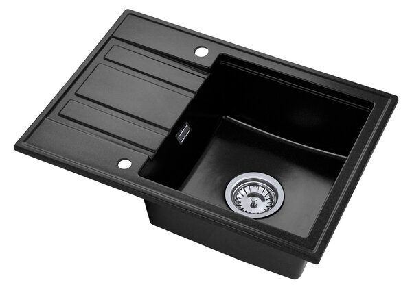 Gamma Modern 6040, 1 tálos gránit mosogató 580x420x185 mm, rövid lefolyóval, fekete pettyes, GMA-ZM-6040-BP