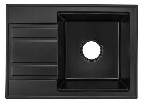 Gamma Modern 6040, 1 tálos gránit mosogató 580x420x185 mm, rövid lefolyóval, fekete, GMA-ZM-6040-BK