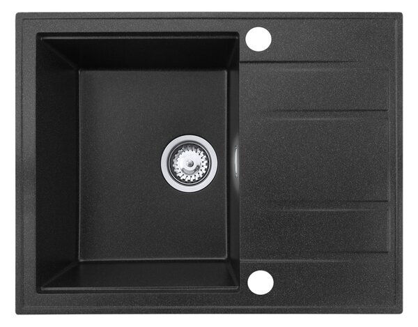 Gamma Modern 6550, 1 tálos gránit mosogató 650x500x210 mm rövid lefolyóval, fekete pettyes, GMA-ZLE000090