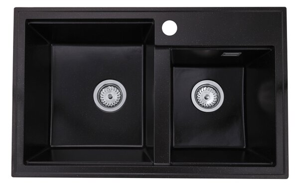 Gamma Modern 8020, 2 rekeszes gránit mosogató 795x495x210 mm, fekete arany pöttyökkel, GMA-ZLE000033