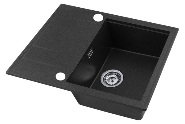 Gamma Modern 6550, 1 tálos gránit mosogató 650x500x210 mm rövid lefolyóval, fekete pettyes, GMA-ZLE000090