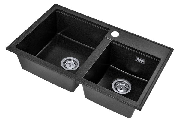 Gamma Modern 8020, 2 rekeszes gránit mosogató 795x495x210 mm, fekete pettyes, GMA-ZLE000025