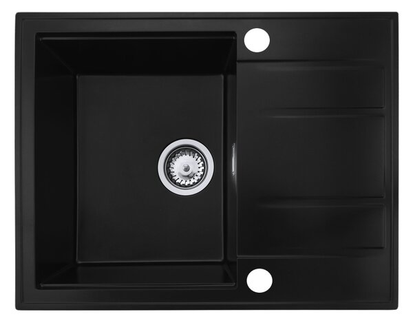 Gamma Modern 6550, 1 rekeszes gránit mosogató 650x500x210 mm rövid lefolyóval, fekete, GMA-ZLE000089