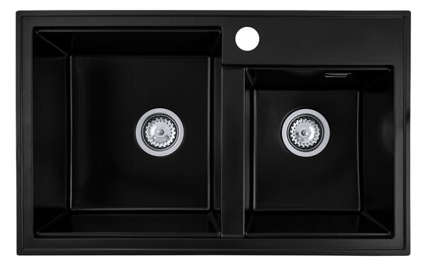 Gamma Modern 8020, 2 rekeszes gránit mosogató 795x495x210 mm, fekete, GMA-ZLE000026