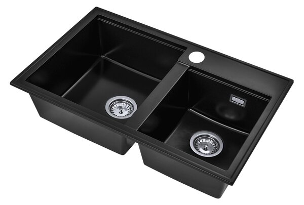 Gamma Modern 8020, 2 rekeszes gránit mosogató 795x495x210 mm, fekete, GMA-ZLE000026