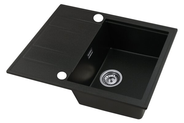 Gamma Modern 6550, 1 tálos gránit mosogató 650x500x210 mm rövid lefolyóval, fekete arany pöttyökkel, GMA-ZLE000093