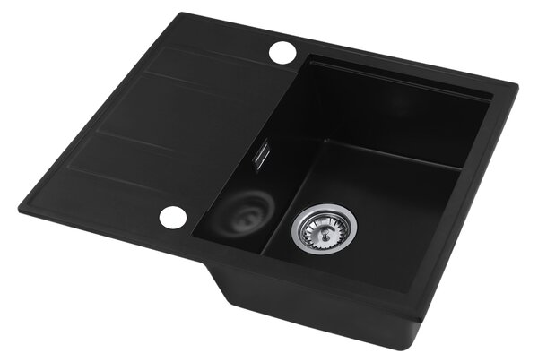 Gamma Modern 6550, 1 rekeszes gránit mosogató 650x500x210 mm rövid lefolyóval, fekete, GMA-ZLE000089