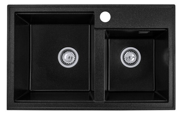 Gamma Modern 8020, 2 rekeszes gránit mosogató 795x495x210 mm, fekete pettyes, GMA-ZLE000025