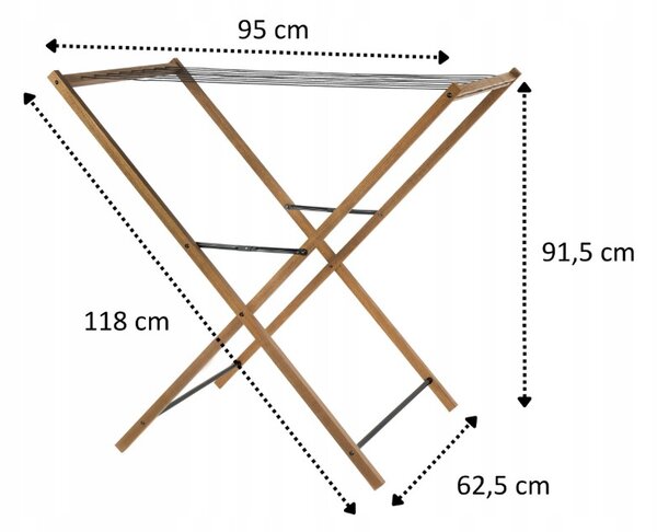 Erga Aurora Line, fa ruhaszárító állvány 95x62,5x90 cm, álló, barna-fekete, ERG-SEP-1003SEPSULUNA